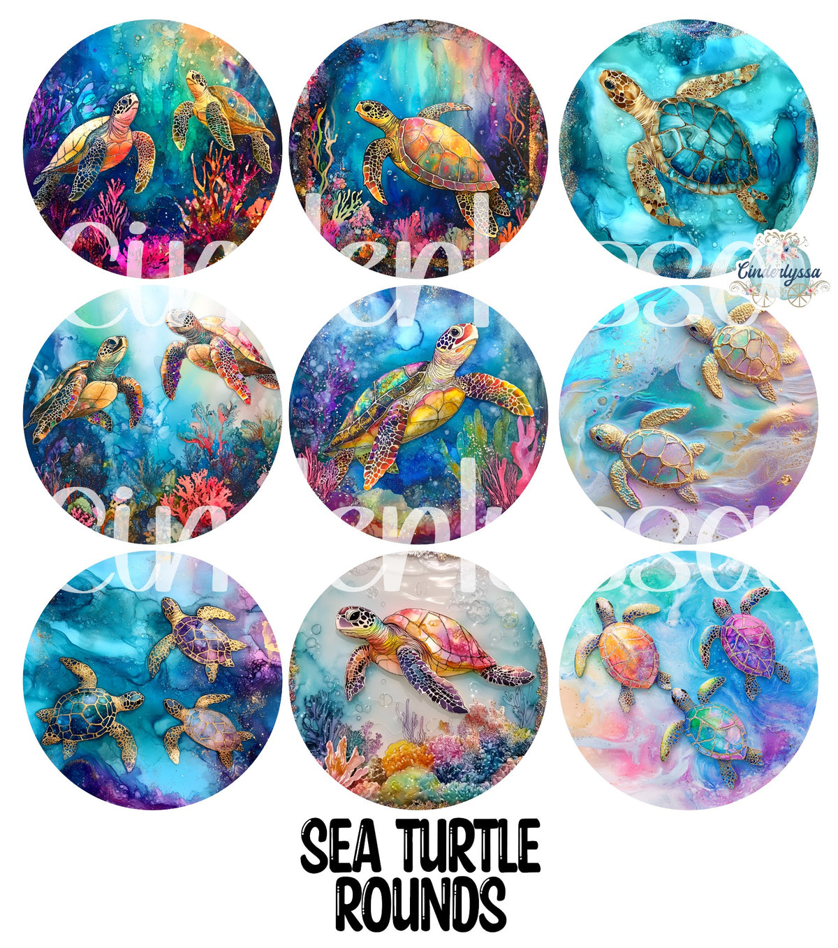 2 inch Round Sea Turtle Cardstock Only for freshies Cardstock Silicone Mold, Premium Cardstock Images - NO MOLD