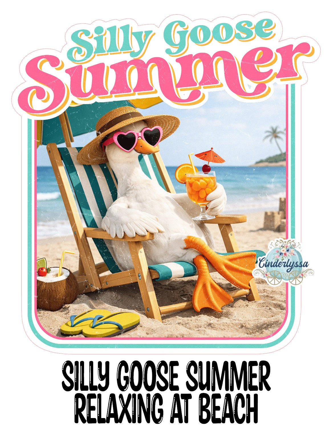 Silly Goose Summer Relaxing at Beach Cardstock Silicone Mold, Aroma Bead Molds, Premium Cardstock Images