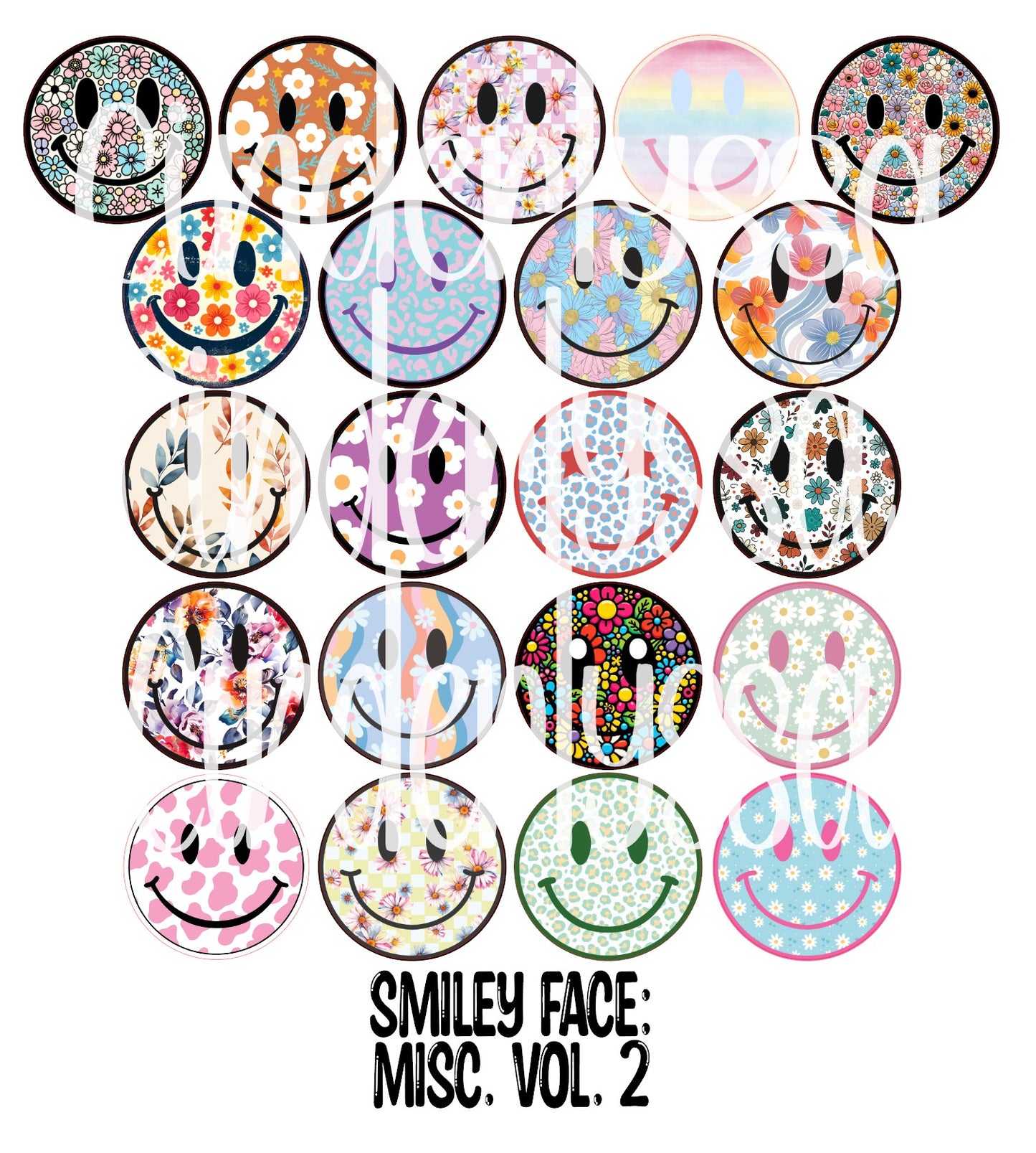 3.5 inch Round: Smiley Face: Misc. Vol. 2 Mix for Cardstock Silicone Mold, NO MOLD INCLUDED for Aroma Bead Molds, Premium Cardstock Images