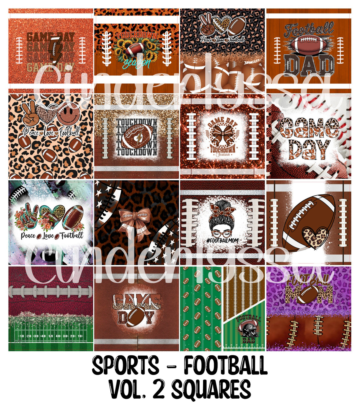 Sports - Football Vol. 2 Squares Cardstock Only for freshies - NO MOLD for Aroma Bead Molds, Premium Cardstock Images