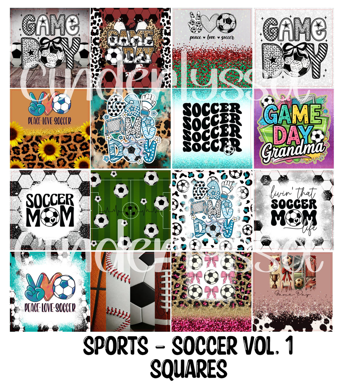 Sports - Soccer Vol. 1 Squares Cardstock Only for freshies - NO MOLD for Aroma Bead Molds, Premium Cardstock Images