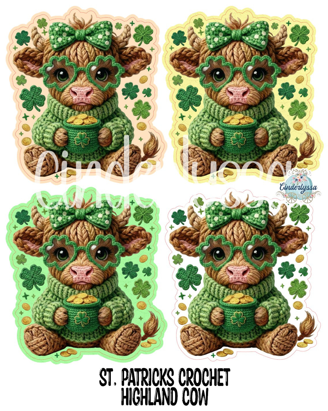 St. Patrick's Crochet Highland Cow Cardstock Silicone Mold, Aroma Bead Molds, Premium Cardstock Images
