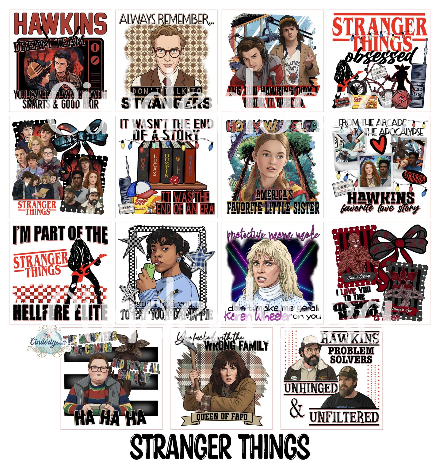 2.5 inch Square Stranger Things Cardstock Only for freshies - NO MOLD: Cardstock Silicone Mold, for Aroma Bead Molds, Premium Cardstock Images
