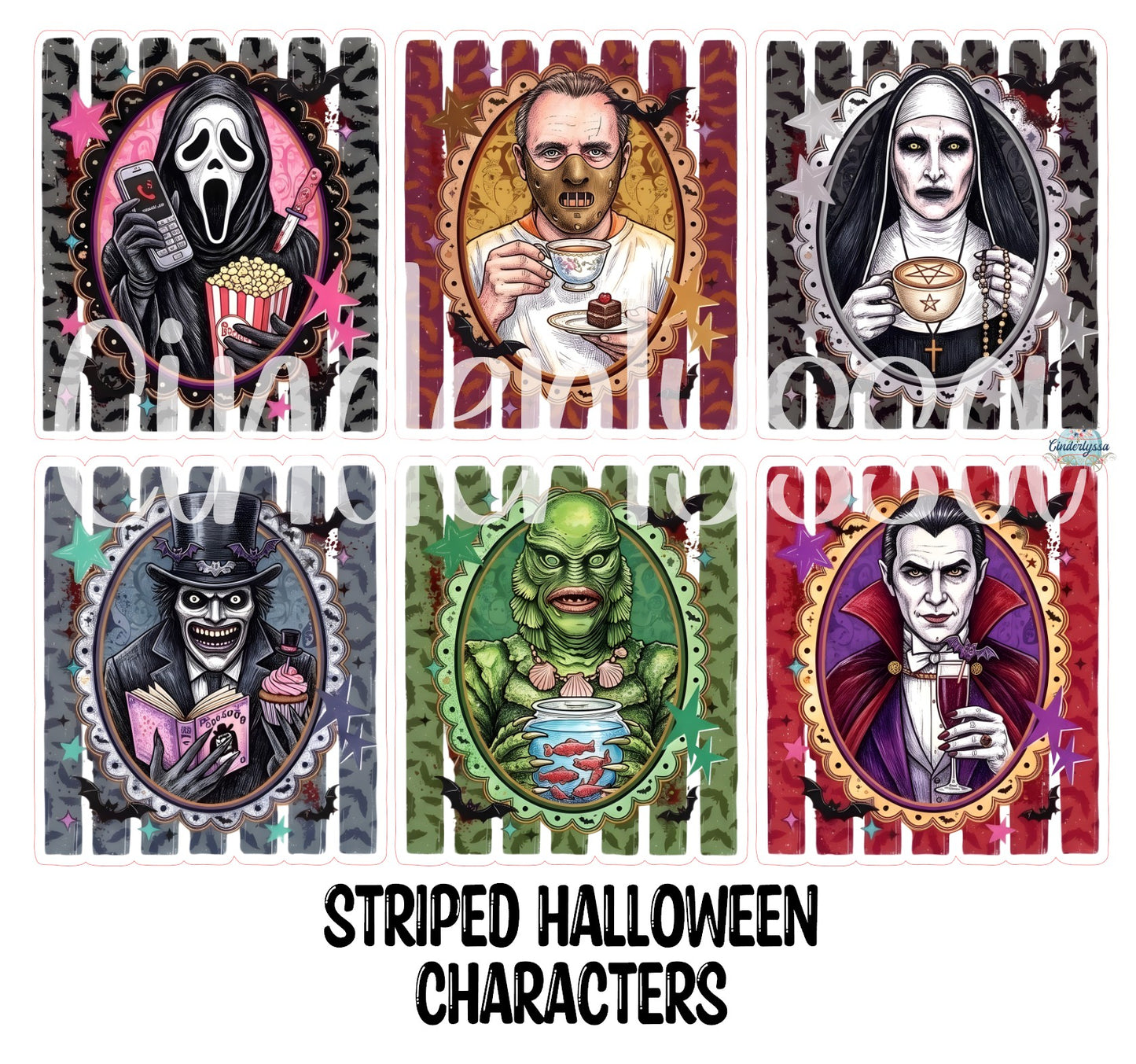 Striped Halloween Characters Cardstock Silicone Mold, Aroma Bead Molds, Premium Cardstock Images