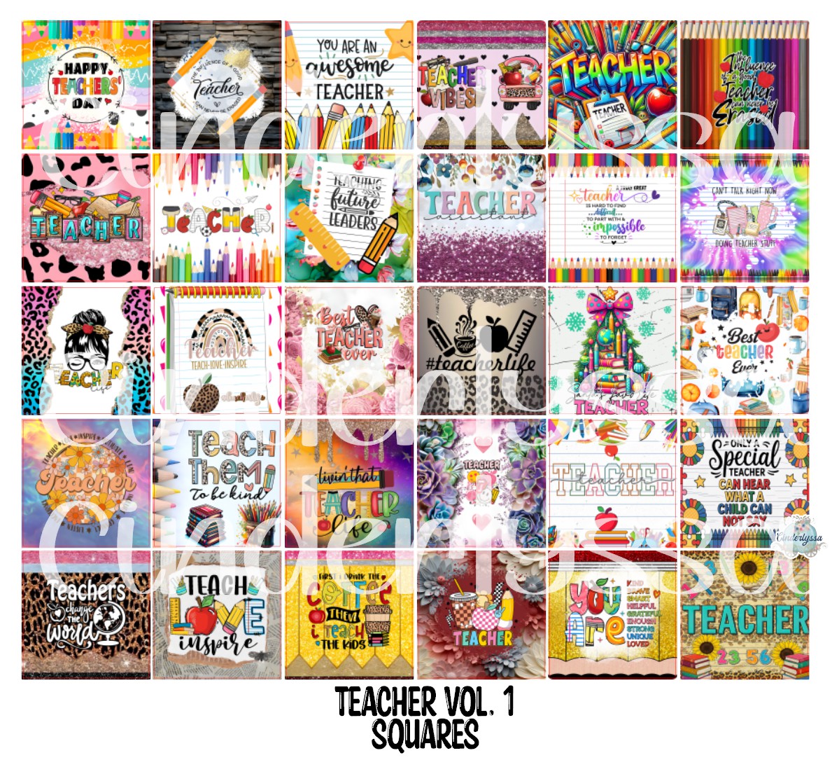 2.5 inch Square Teacher Vol. 1 Cardstock Only for freshies - NO MOLD: Cardstock Silicone Mold, Premium Cardstock Images
