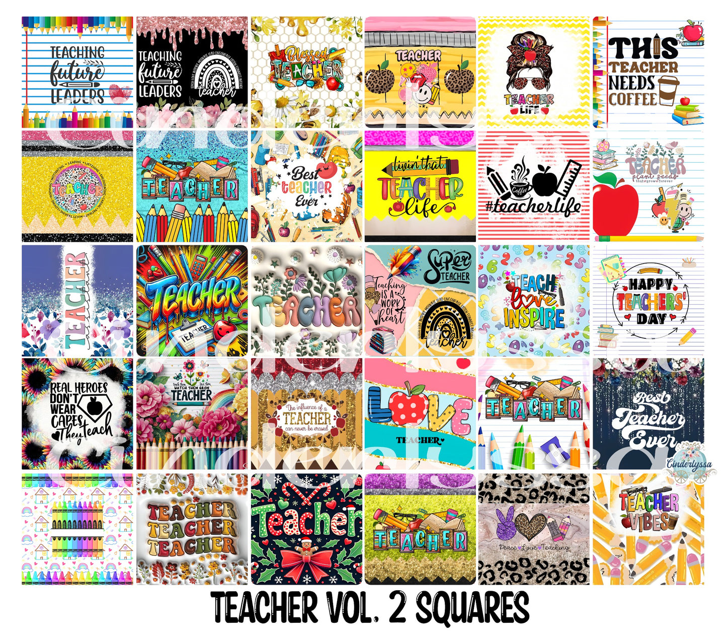 2.5 inch Square Teacher Vol. 2 Cardstock Only for freshies - NO MOLD: Cardstock Silicone Mold, Premium Cardstock Images