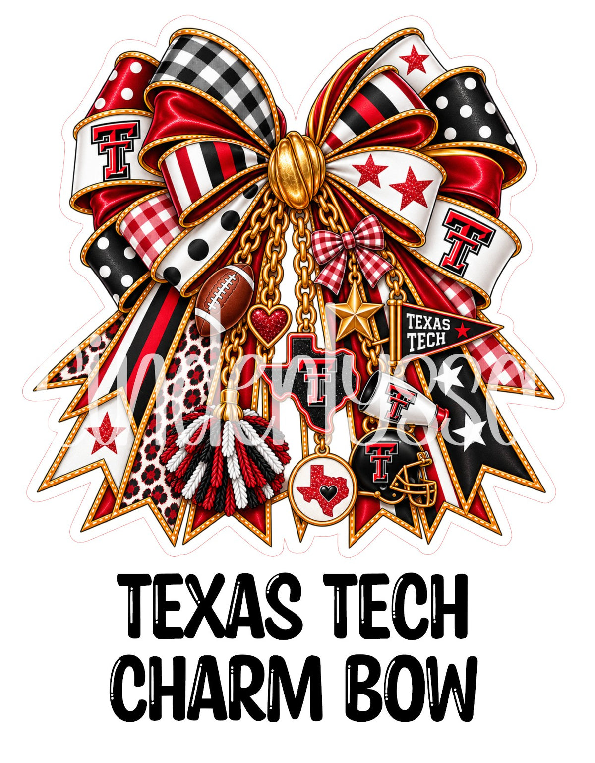 Texas Tech Charm Bow Cardstock Silicone Mold, Aroma Bead Molds, Premium Cardstock Images
