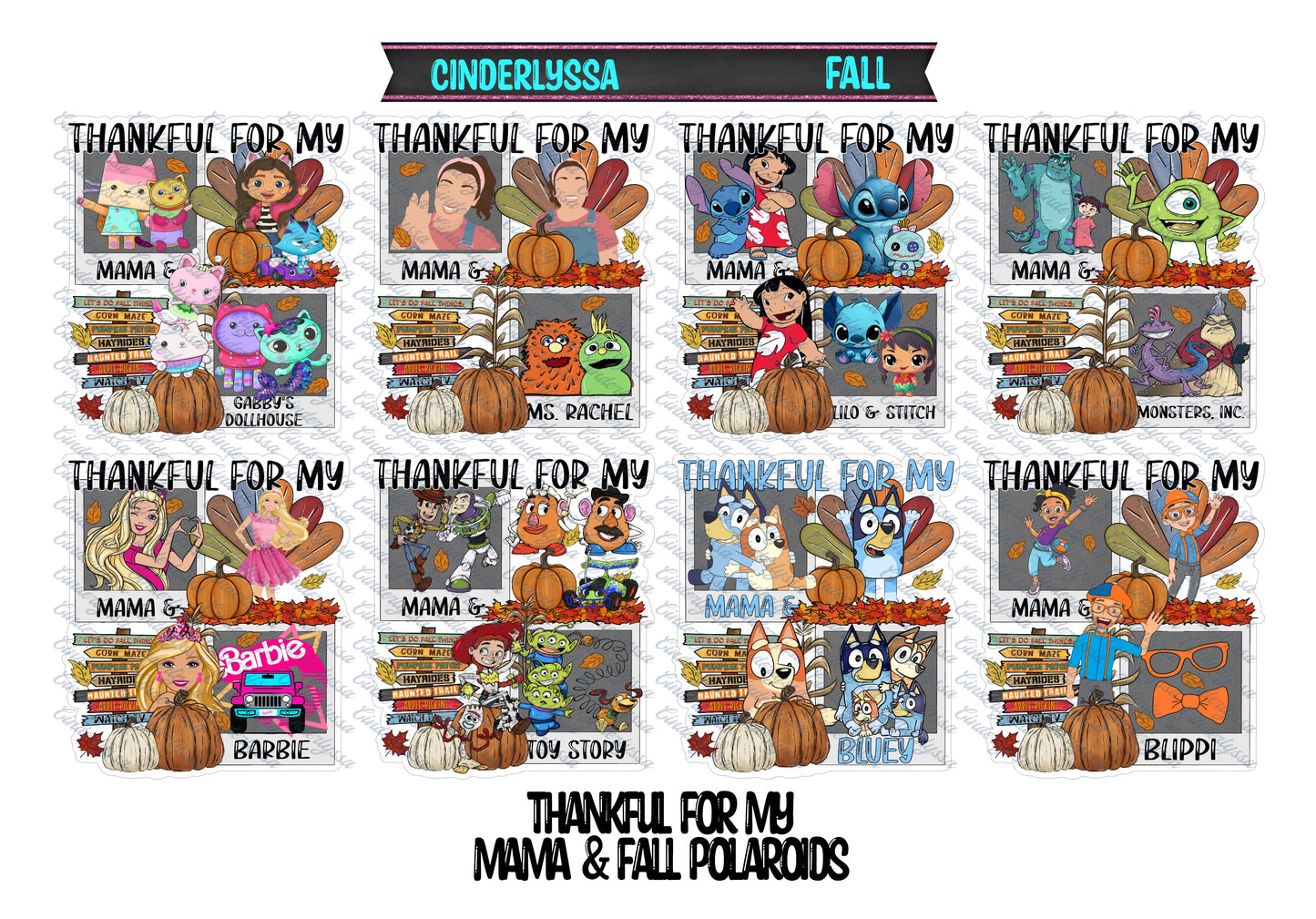 Thankful For My Mama & Fall Polaroids Cardstock Silicone Mold, Aroma Bead Molds, Car Freshies, Premium Cardstock Images