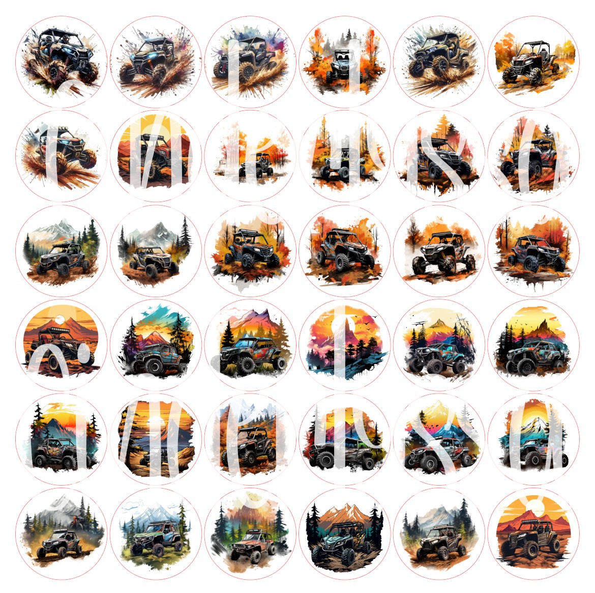 3 inch Round UTV Off Road Cardstock Only for freshies: Aroma Bead Molds, Premium Cardstock Images