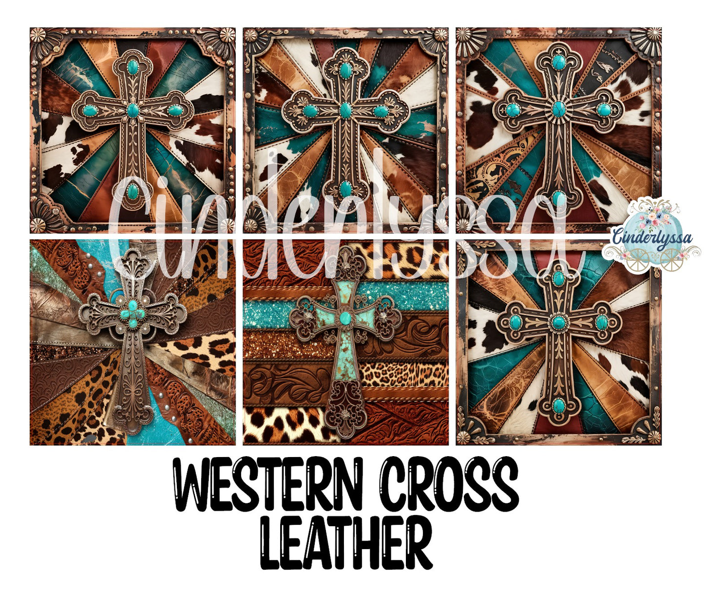 3 inch Square Western Cross Leather Cardstock Only for freshies - NO MOLD: Cardstock Silicone Mold, Premium Cardstock Image