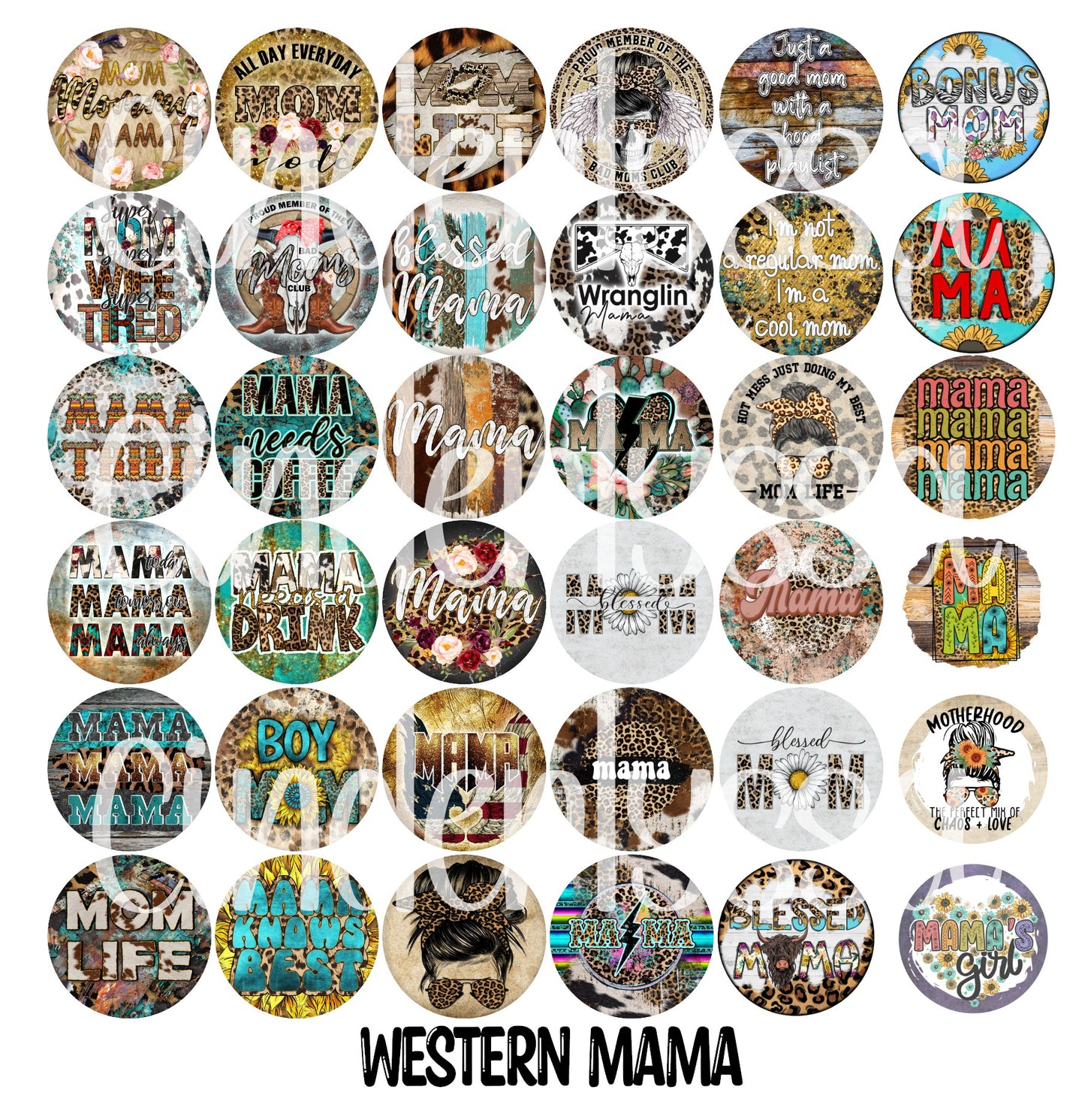 3.5 inch Round: Western Mama for Cardstock Silicone Mold, NO MOLD INCLUDED for Aroma Bead Molds, Premium Cardstock Images