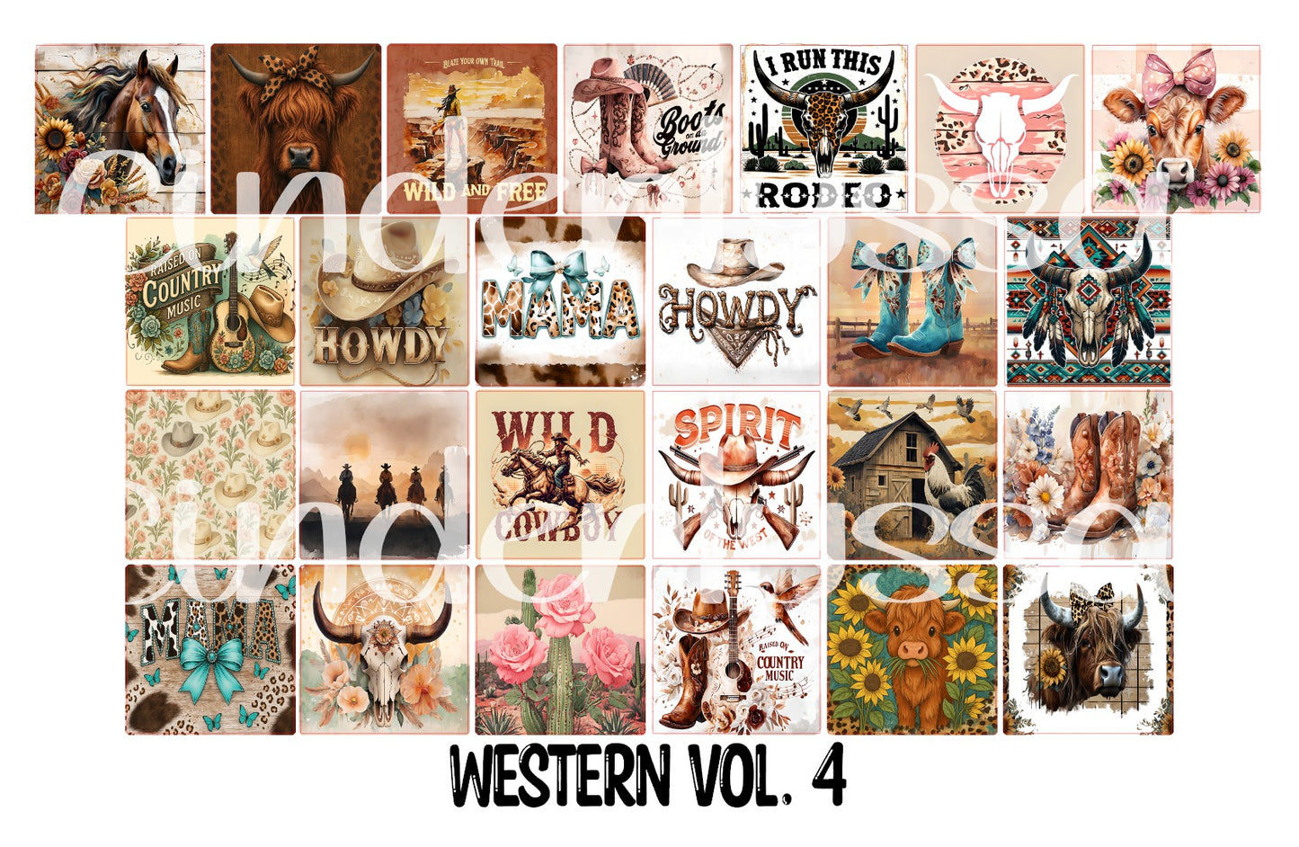 3 inch Square Western Vol. 4 Cardstock Only for freshies -NO MOLD: Cardstock Silicone Mold, Premium Cardstock Image