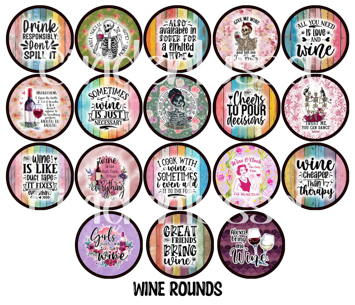 Wine Rounds Cardstock Only for freshies - NO MOLD for Aroma Bead Molds, Premium Cardstock Images