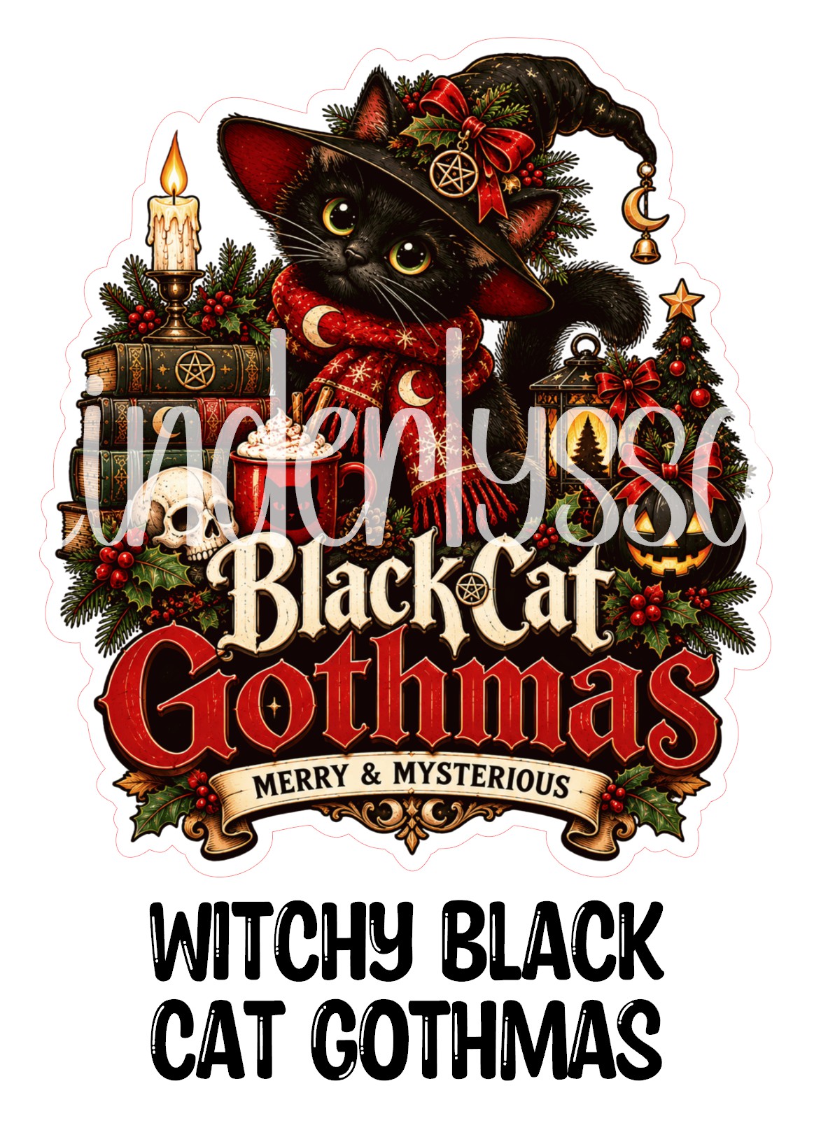 Witchy Black Cat Gothmas Cardstock Silicone Mold, Aroma Bead Molds, Premium Cardstock Images