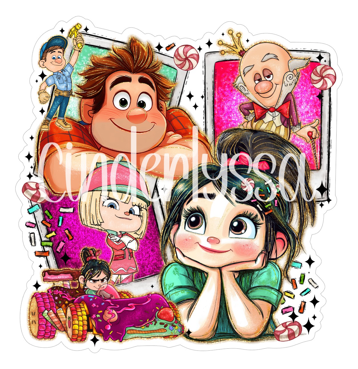 Wreck-It Ralph Collage Cardstock Silicone Mold, Aroma Bead Molds, Premium Cardstock Images