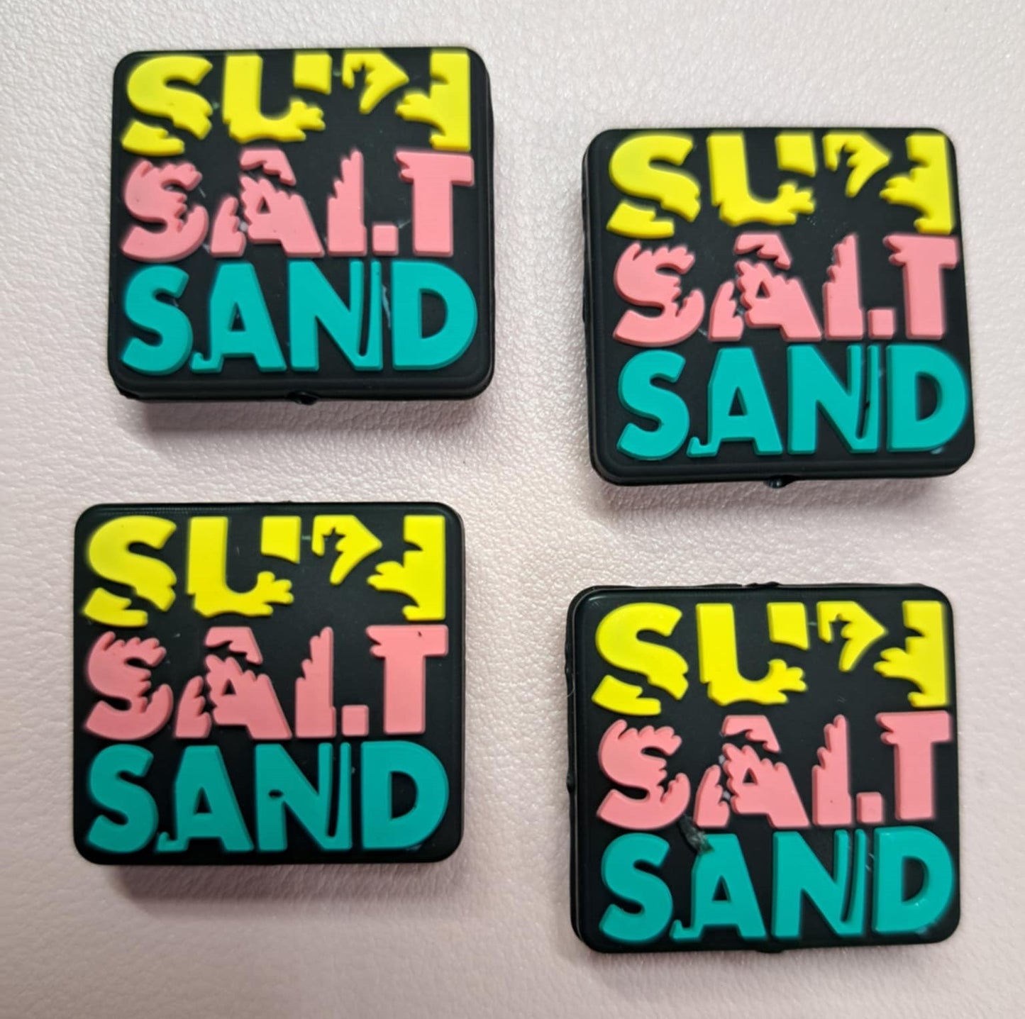 Sun Salt Sand - Black Square Silicone Focal Bead