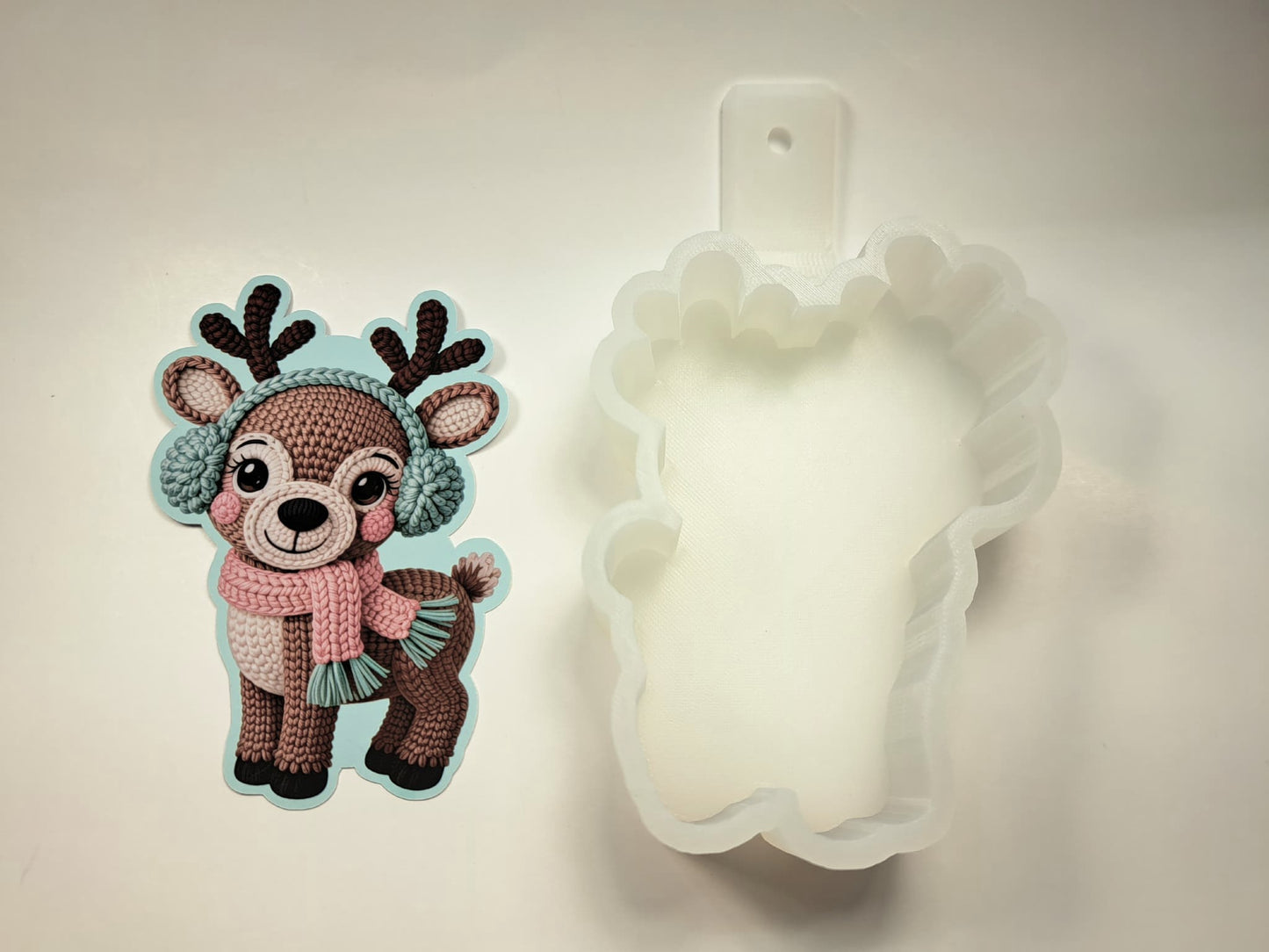 Cute Crochet Reindeer Cardstock Silicone Mold, Aroma Bead Molds, Premium Cardstock Images