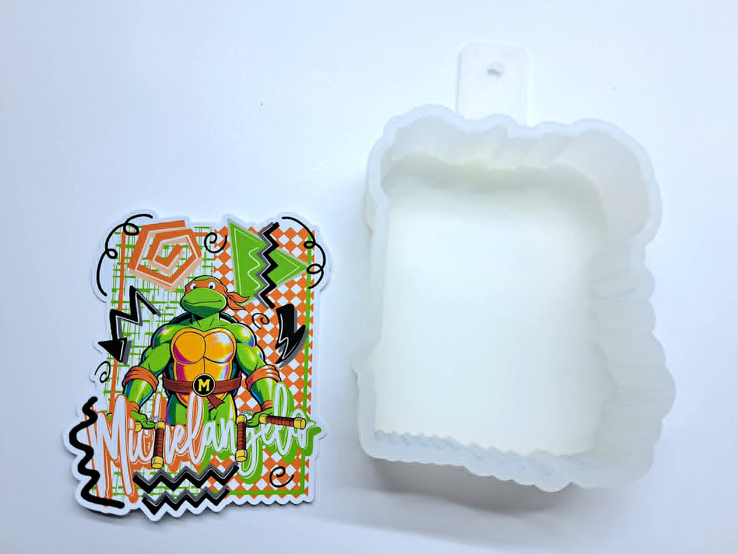 Retro Preppy TMNT Michalangelo Cardstock Silicone Mold, Aroma Bead Molds, Premium Cardstock Images