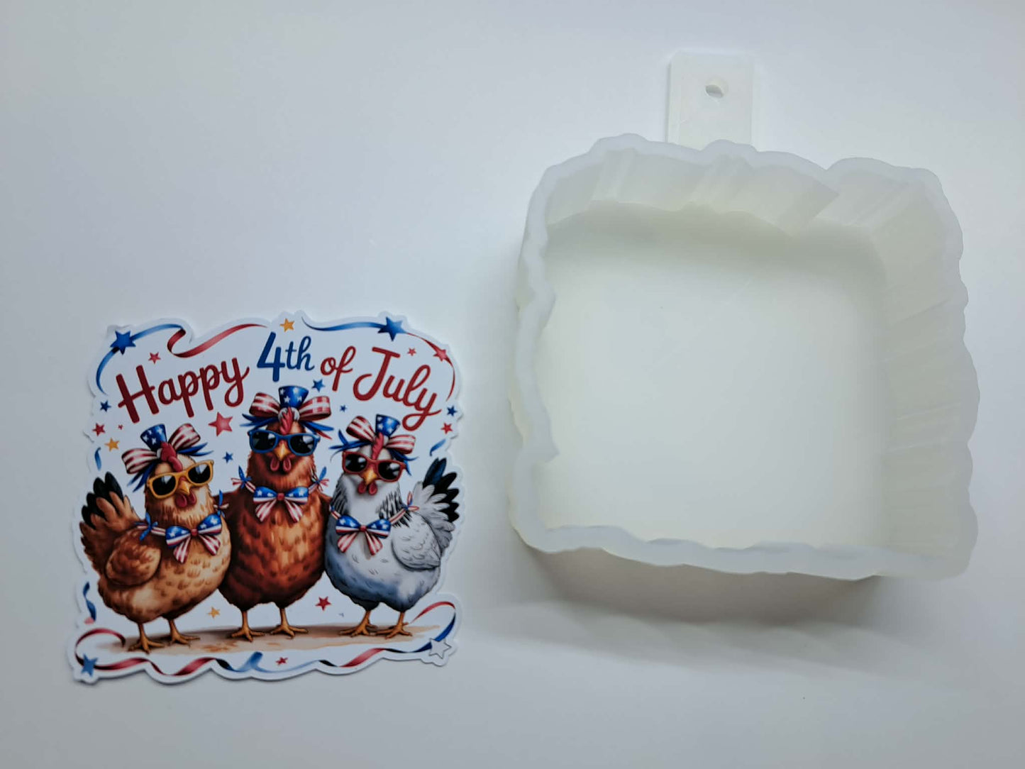 4th of July Chickens Cardstock Silicone Mold, Aroma Bead Molds, Car Freshies, Premium Cardstock Images