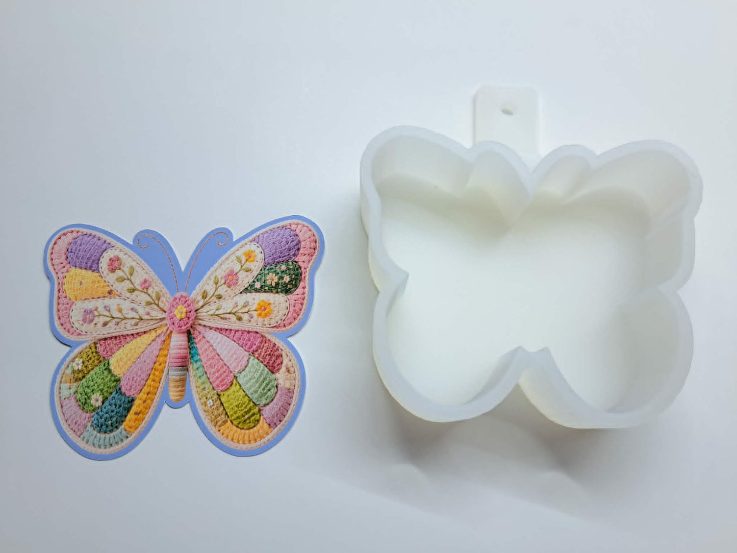 Patchwork Faux Yarn Floral Butterfly Cardstock Silicone Mold, Aroma Bead Molds, Premium Cardstock Images