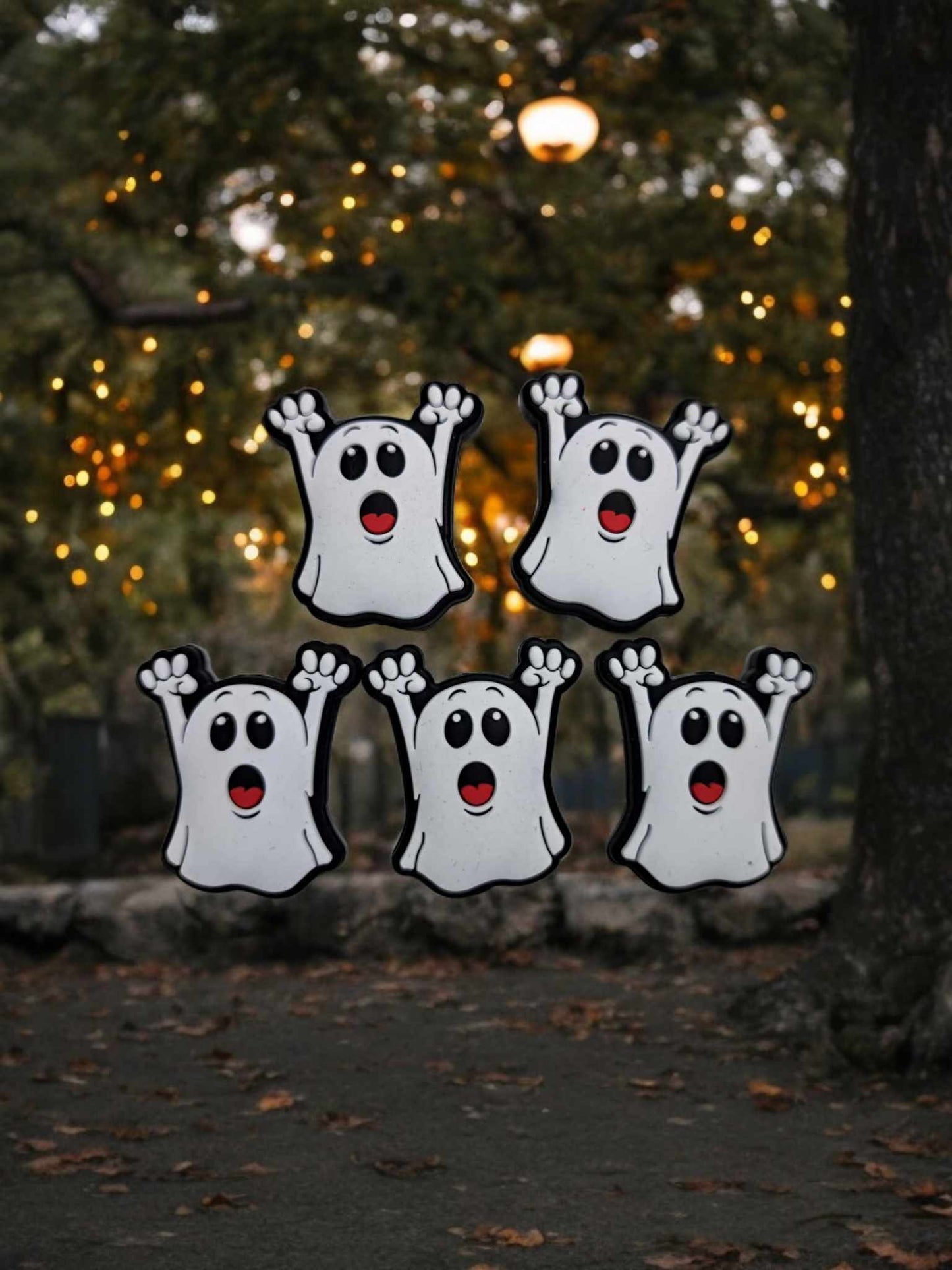 White Ghost holding With Arms Up Full Body Silicone Focal Bead - 1251