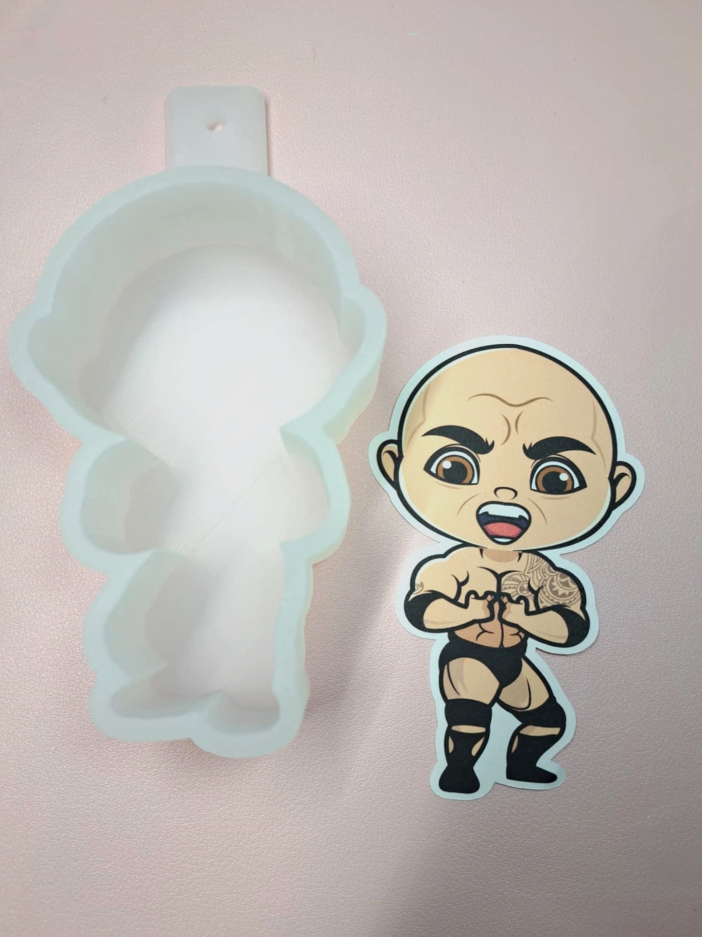 Wrestling Chibi: The Rock Cardstock Silicone Mold, Aroma Bead Molds, Premium Cardstock Images