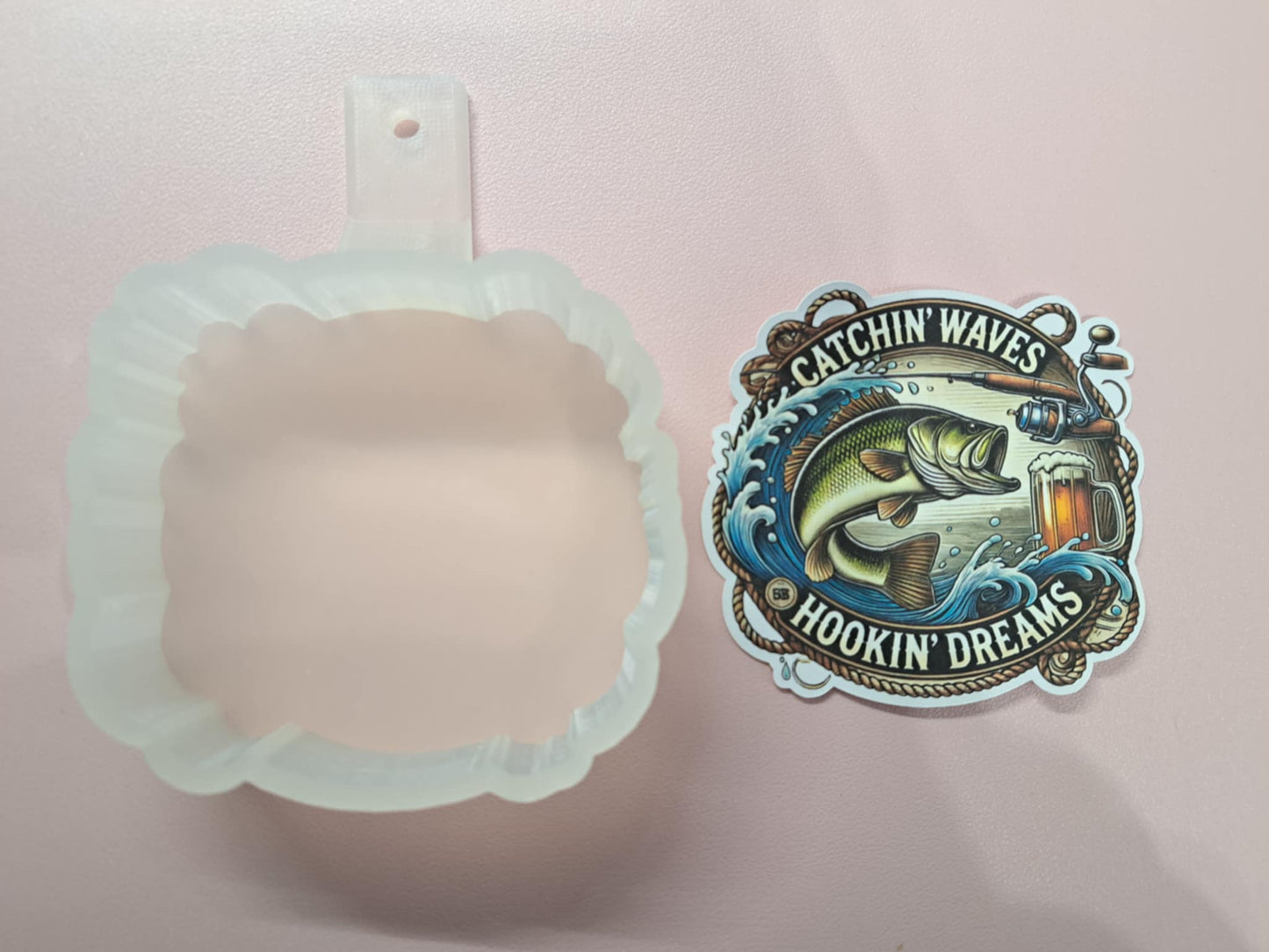 Catchin' Waves Hookin" Dreams Fishing Cardstock Silicone Mold, Aroma Bead Molds, Premium Cardstock Images