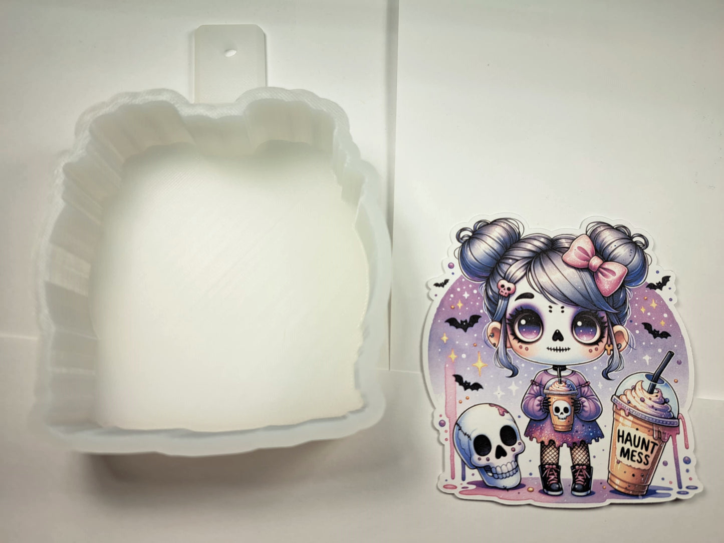 Haunt Mess Halloween Girl Cardstock Silicone Mold, Aroma Bead Molds, Premium Cardstock Images