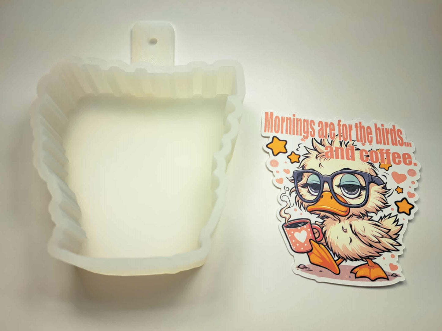 Mornings Are For The Birds and Coffee Cardstock Silicone Mold, Aroma Bead Molds, Car Freshies, Premium Cardstock Images