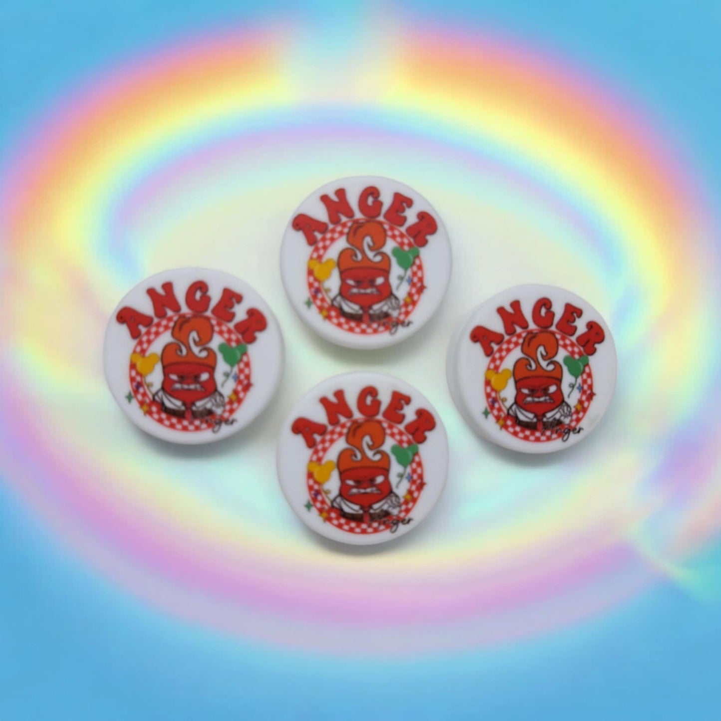 Inside Out: Anger on White Round - Movie Inspired Silicone Focal Bead