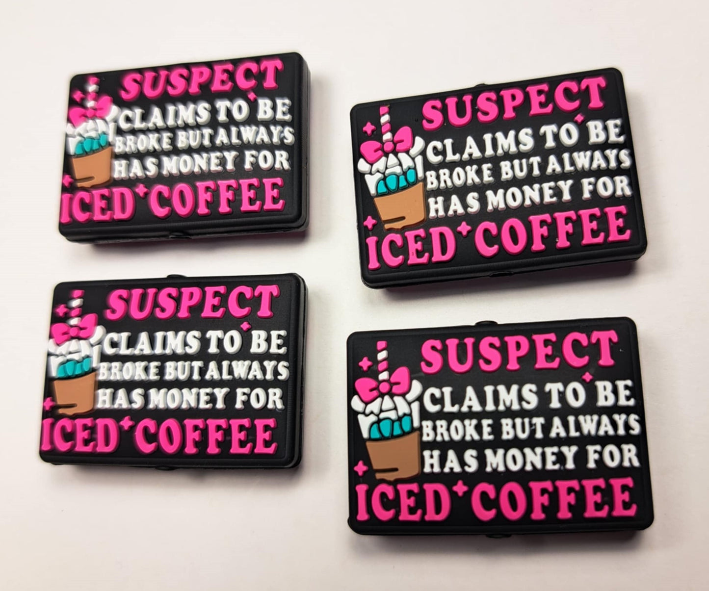 Suspect Claims To Be Broke But Has Money For Iced Coffee Silicone Focal Bead