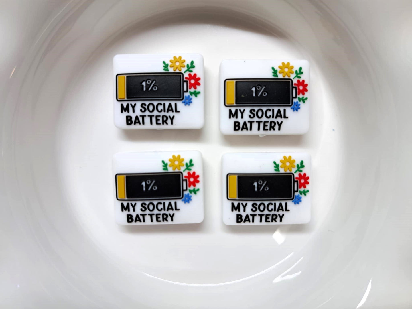 My Social Battery 1% Silicone Focal Bead