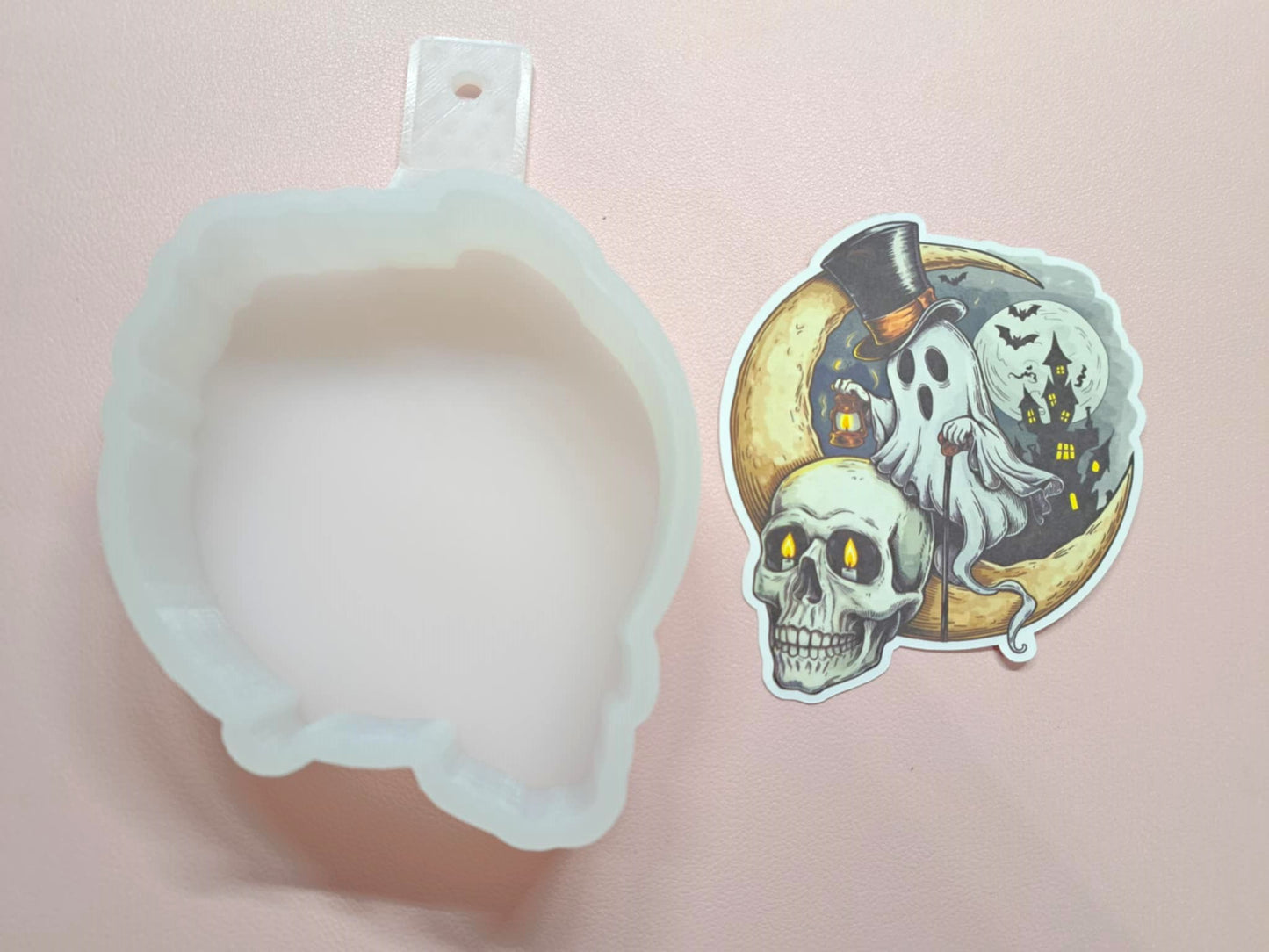 Spooky Top Hat Ghost Cardstock Silicone Mold, Aroma Bead Molds, Car Freshies, Premium Cardstock Images