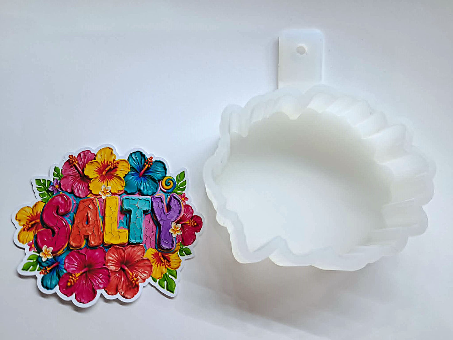 Salty Hibiscus Cracked Paint Cardstock Silicone Mold, Aroma Bead Molds, Premium Cardstock Images
