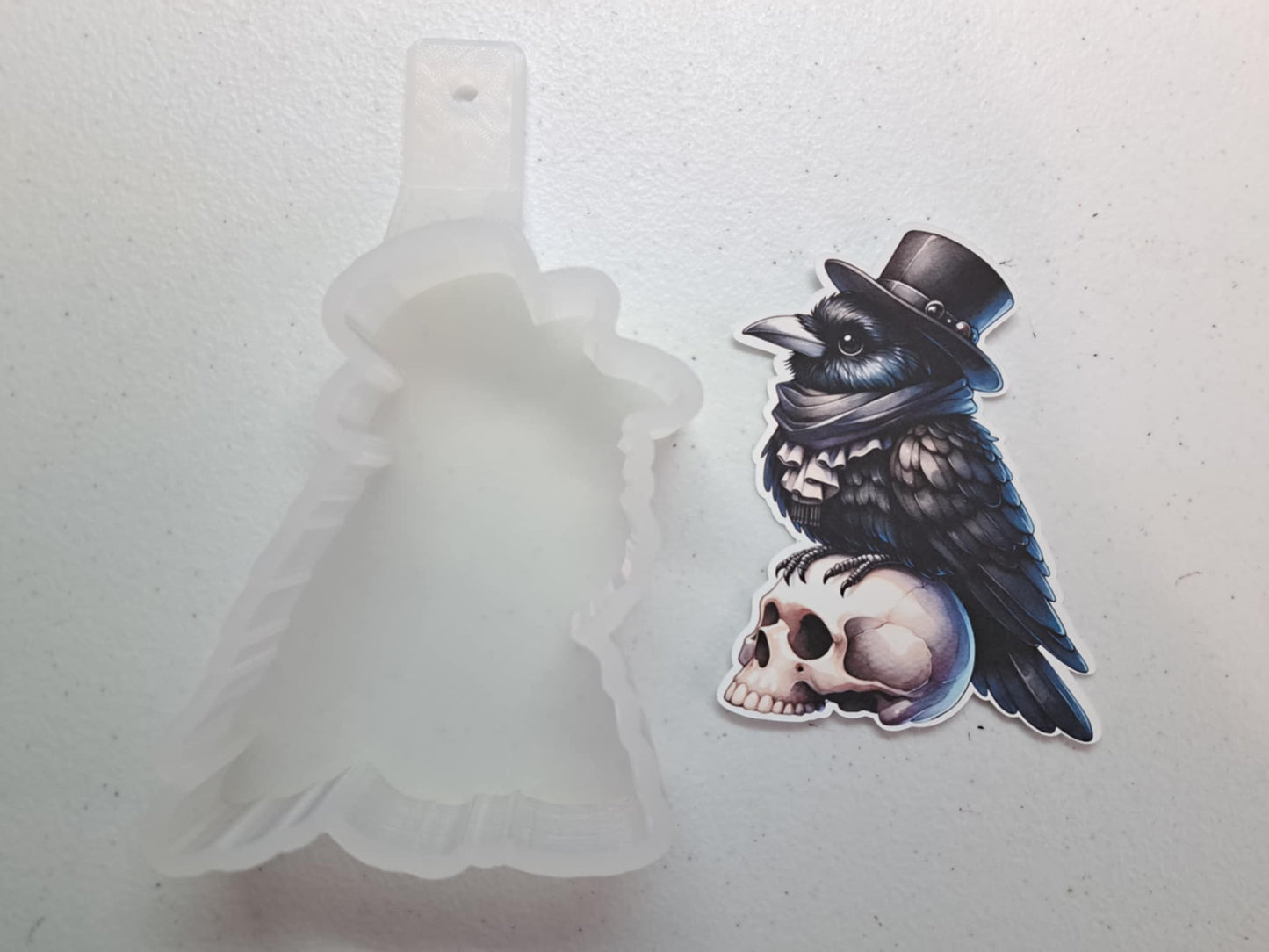 Top Hat Raven On Skull Cardstock Silicone Mold, Aroma Bead Molds, Premium Cardstock Images