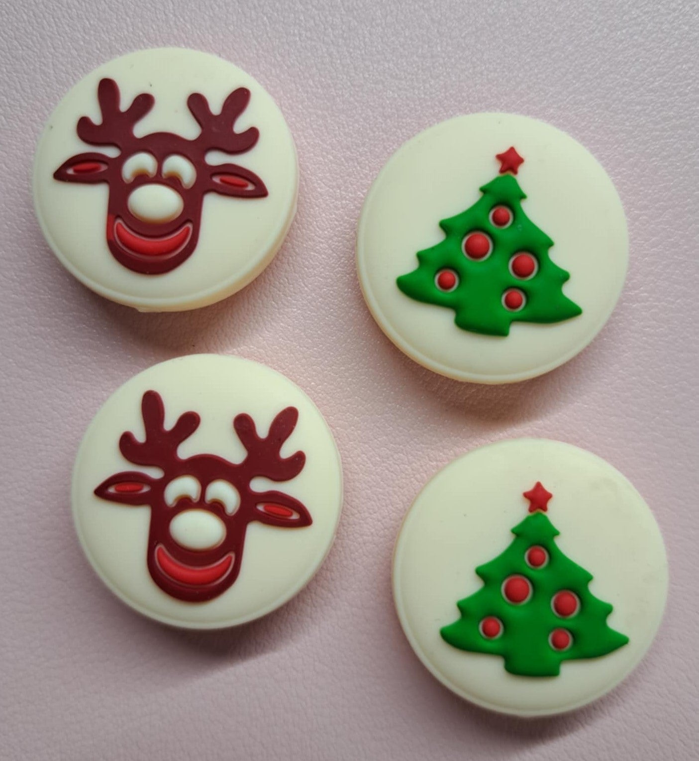 Holiday Cookie with Reindeer and Christmas Tree Silicone Focal Bead