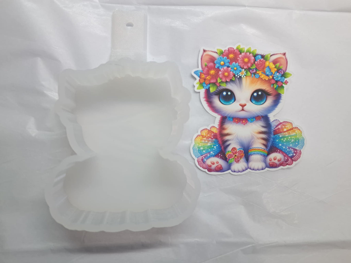 Colorful Kitten Flowers & Tutu Cardstock Silicone Mold, Aroma Bead Molds, Premium Cardstock Images