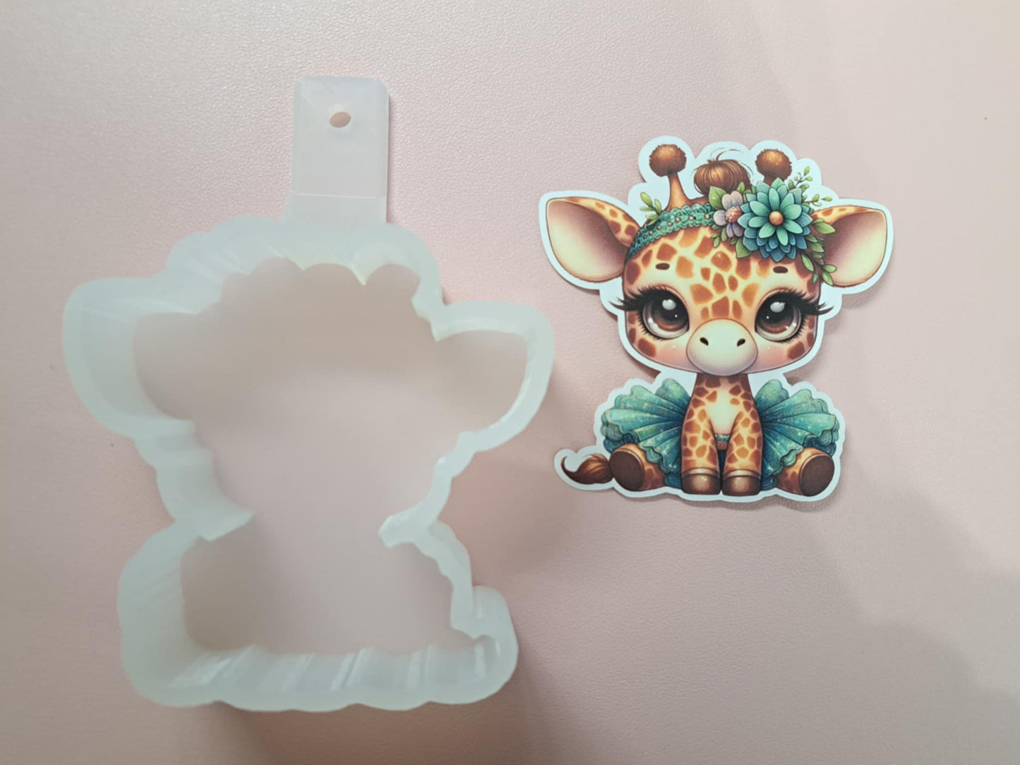 Floral Giraffe Wearing Tutu Cardstock Silicone Mold, Aroma Bead Molds, Premium Cardstock Images