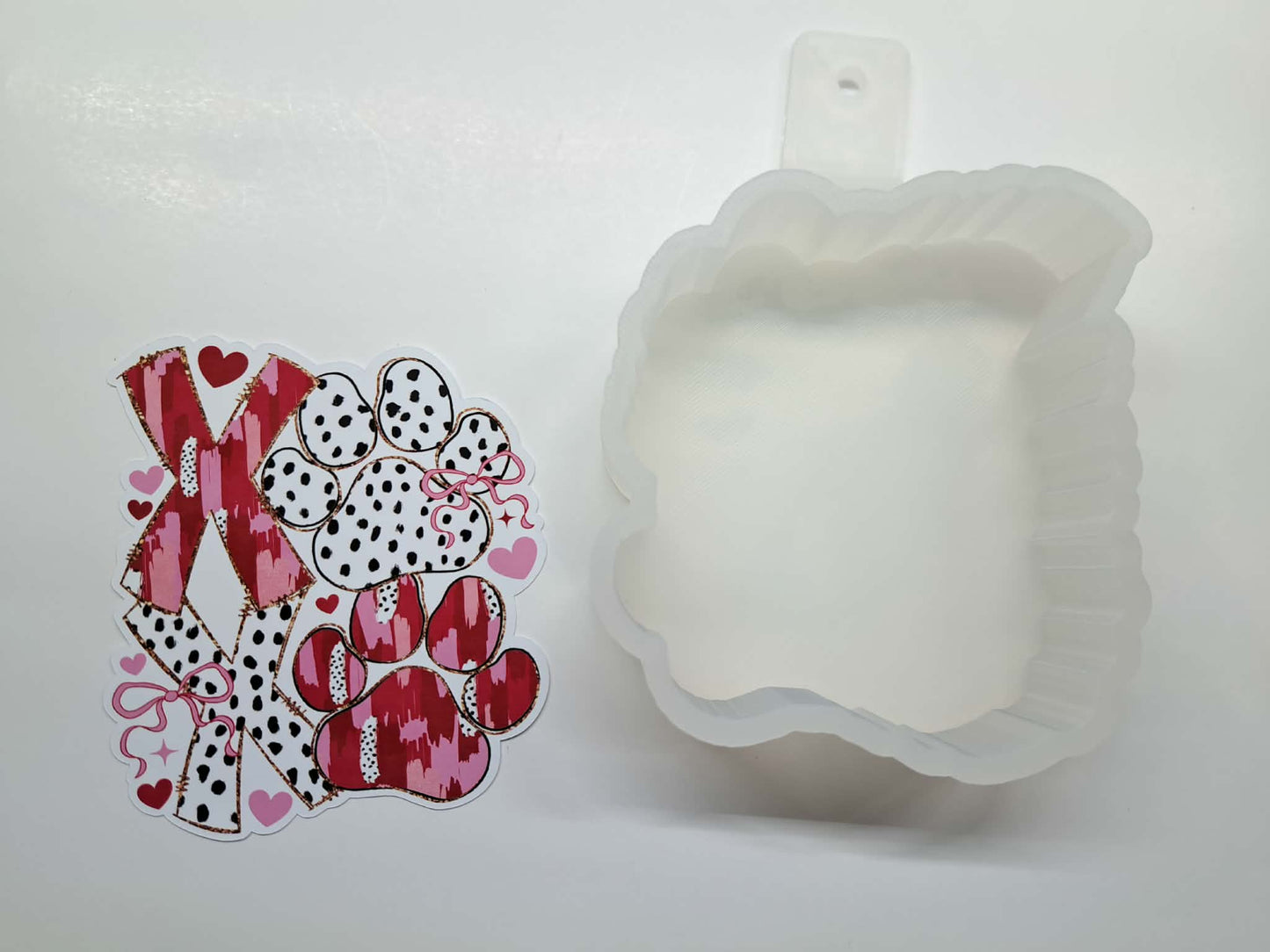 XOXO Paw Print Valentine Cardstock Silicone Mold, Aroma Bead Molds, Premium Cardstock Images