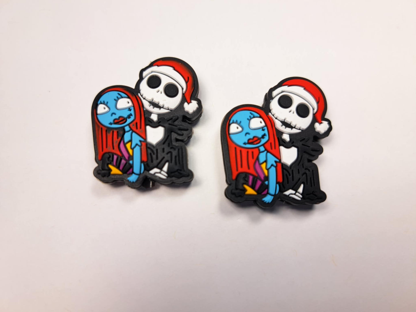 Nightmare Jack in Santa Hat and Sally Sitting Silicone Focal Bead