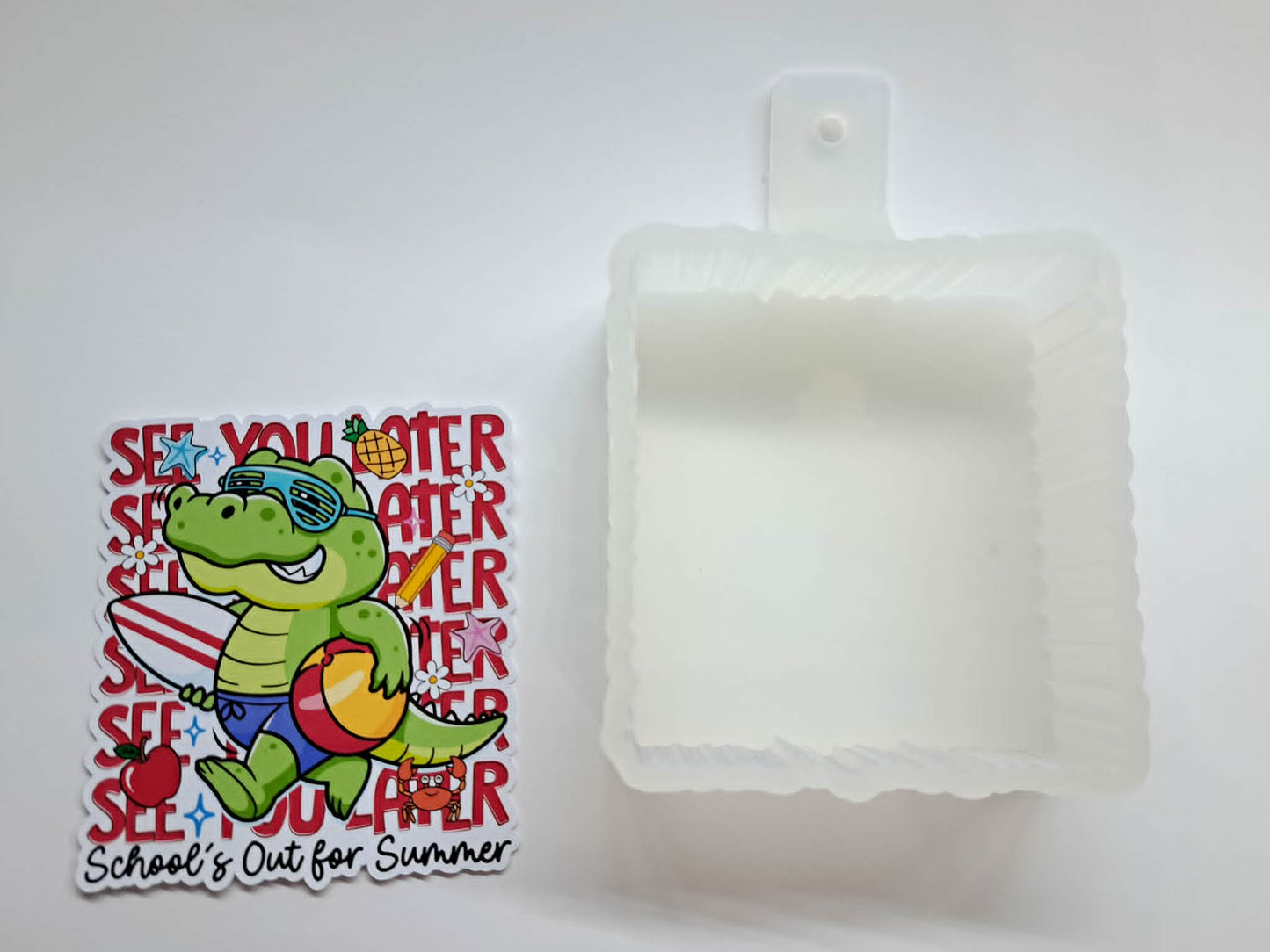 See You Later Alligator School's Out Cardstock Silicone Mold, Aroma Bead Molds, Premium Cardstock Images