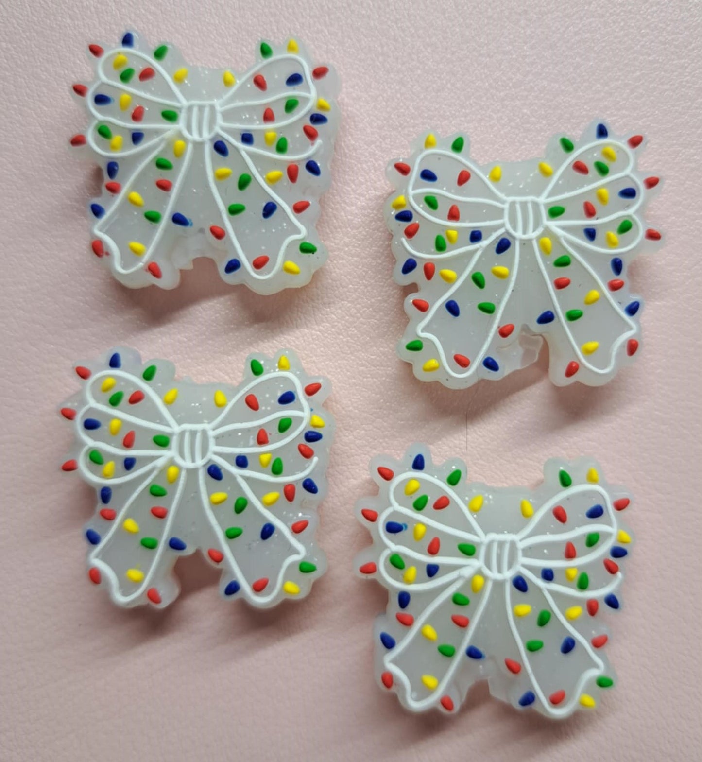 Christmas Coquette Bow with Lights Silicone Focal Bead