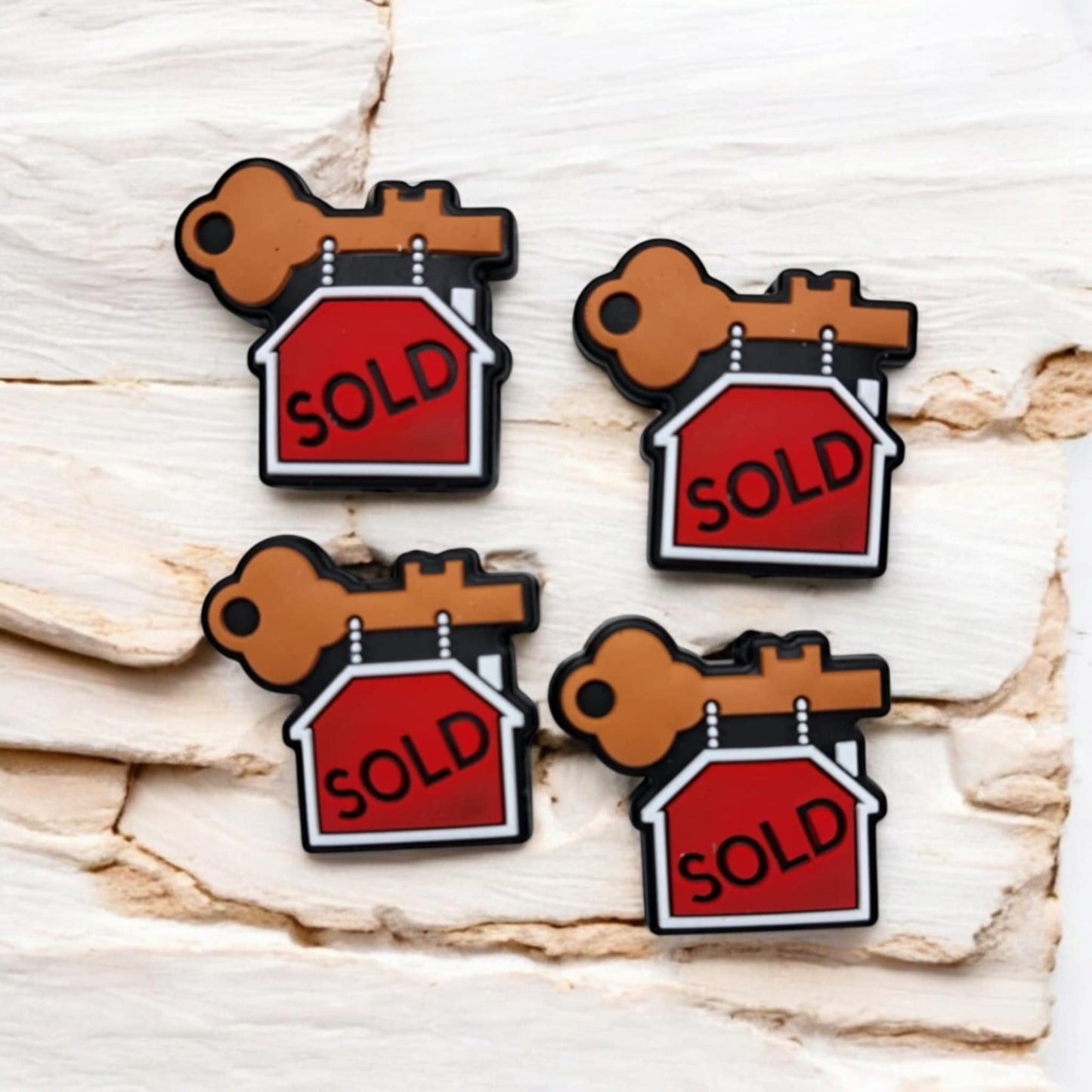 Sold Sign With House Key Silicone Focal Bead