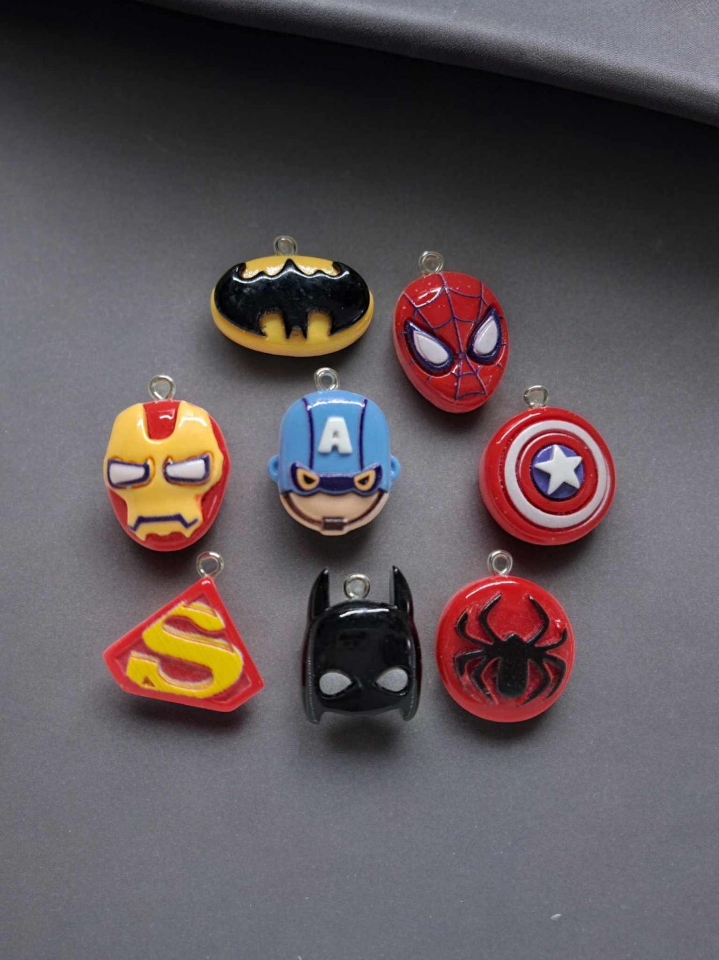 Superheroes Mix Flat Back Resin Charm with eye hook - 3018