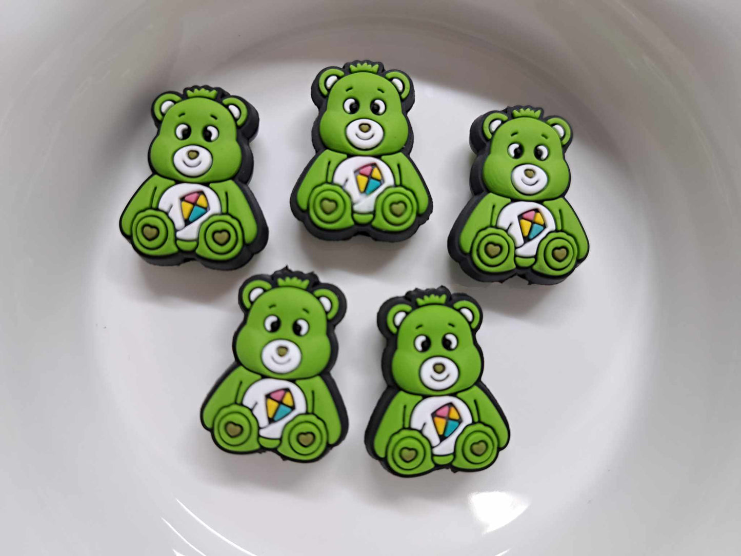 Do-Your-Best Green Bear: Care Bear Silicone Focal Bead - 1210