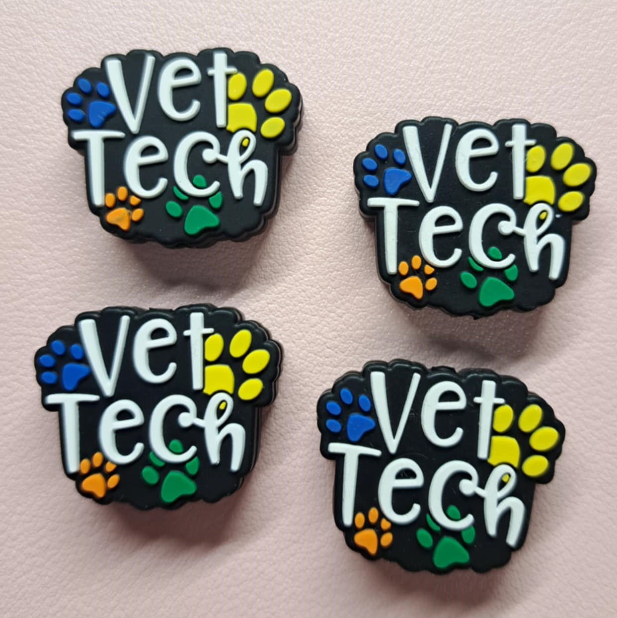 Vet Tech with Paw Prints Silicone Focal Bead