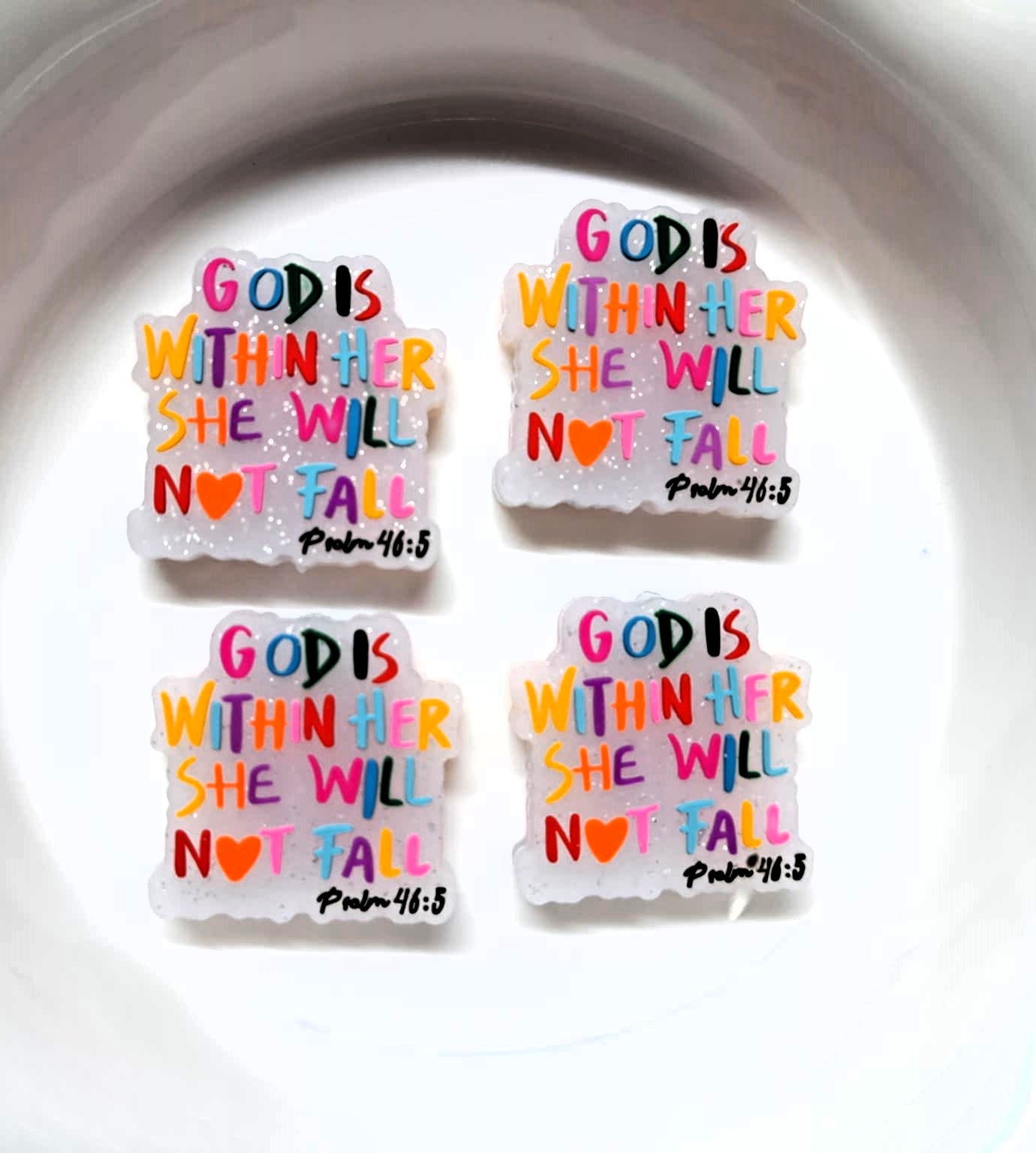 God Is Within Her, She Will Not Fall Silicone Focal Bead