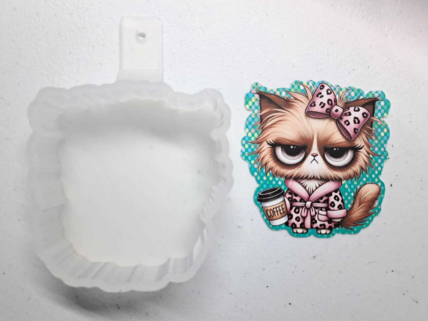 Grumpy Coffee Cat Cardstock Silicone Mold, Aroma Bead Molds, Premium Cardstock Images