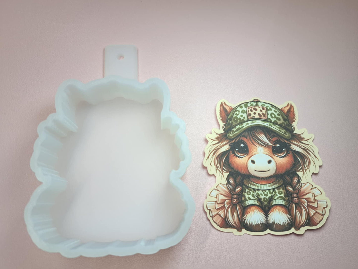 Green Leopard Print Pony Braids & Tutu Cardstock Silicone Mold, Aroma Bead Molds, Premium Cardstock Images