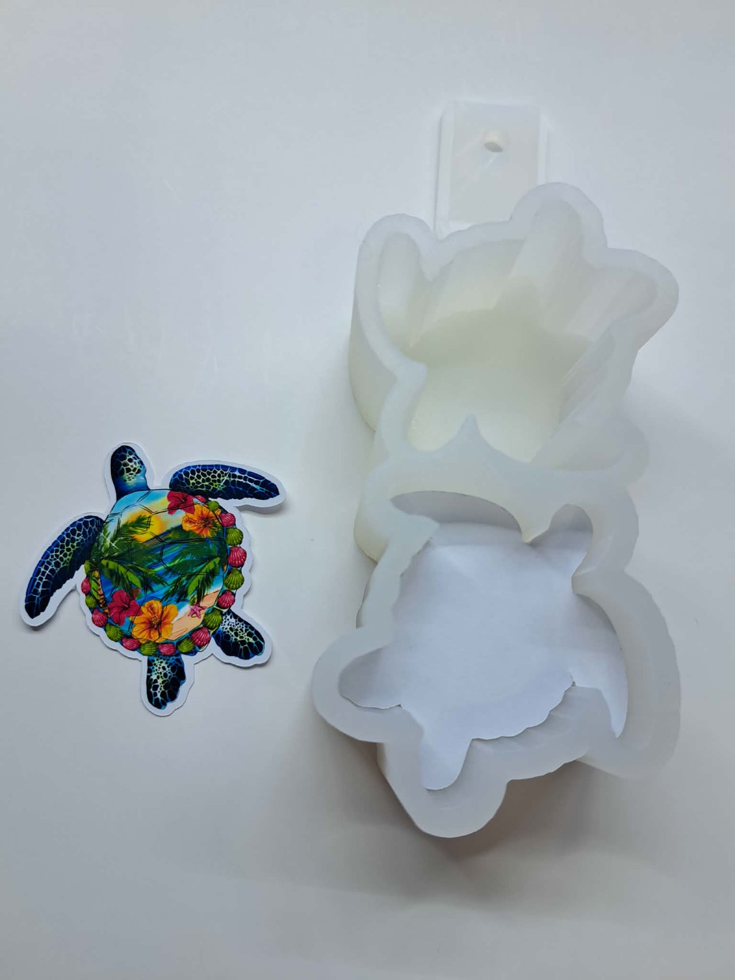 VENT CLIP: Mermaid Summer Sea Turtle Two Cavity Small Vent Clip Size Cardstock Silicone Mold, Aroma Bead Molds, Premium Cardstock Images
